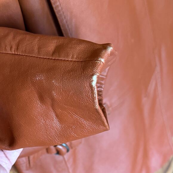 Reed Sportswear Cognac Leather Blazer Jacket size 46. 1970s Style Made in Turkey - Picture 7 of 10